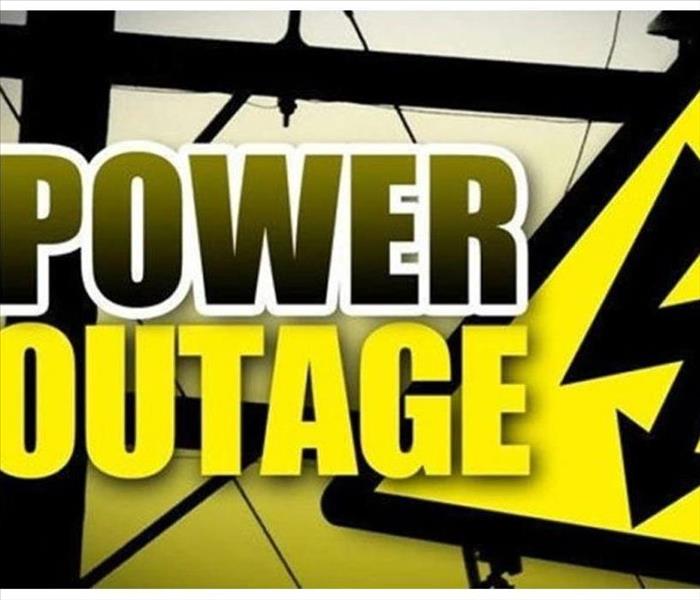 Power outage sign and electrical wires 