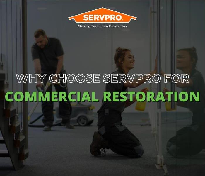 Servpro at work restoration a commercial business after a fire loss